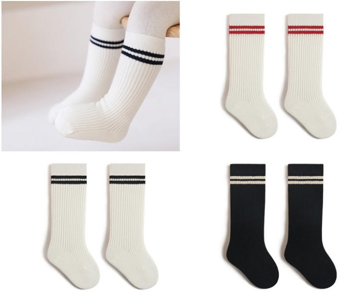 Miso - Korean Baby Fashion - #babyoutfit - Fine Rib Double Line Half Socks