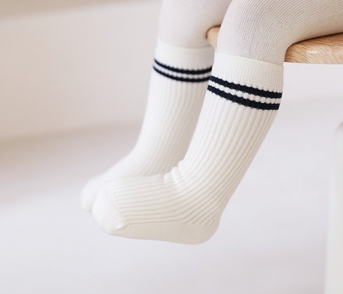 Miso - Korean Baby Fashion - #babywear - Fine Rib Double Line Half Socks - 2