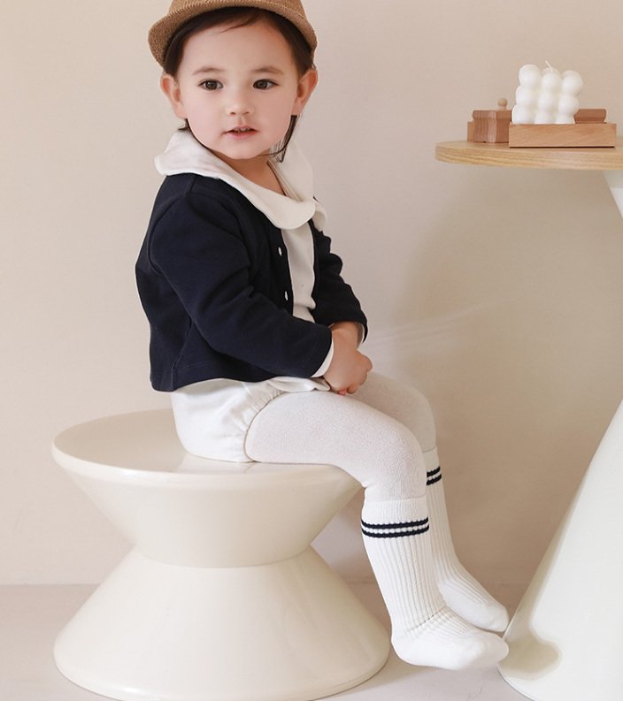 Miso - Korean Baby Fashion - #onlinebabyboutique - Fine Rib Double Line Half Socks - 4