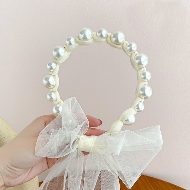 Miso - Korean Children Fashion - #Kfashion4kids - Pearl Lace Hairband - 2