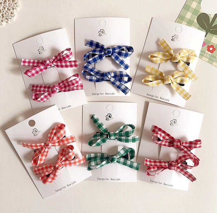 Miso - Korean Children Fashion - #Kfashion4kids - Check Ribbon Hair Claw Clip