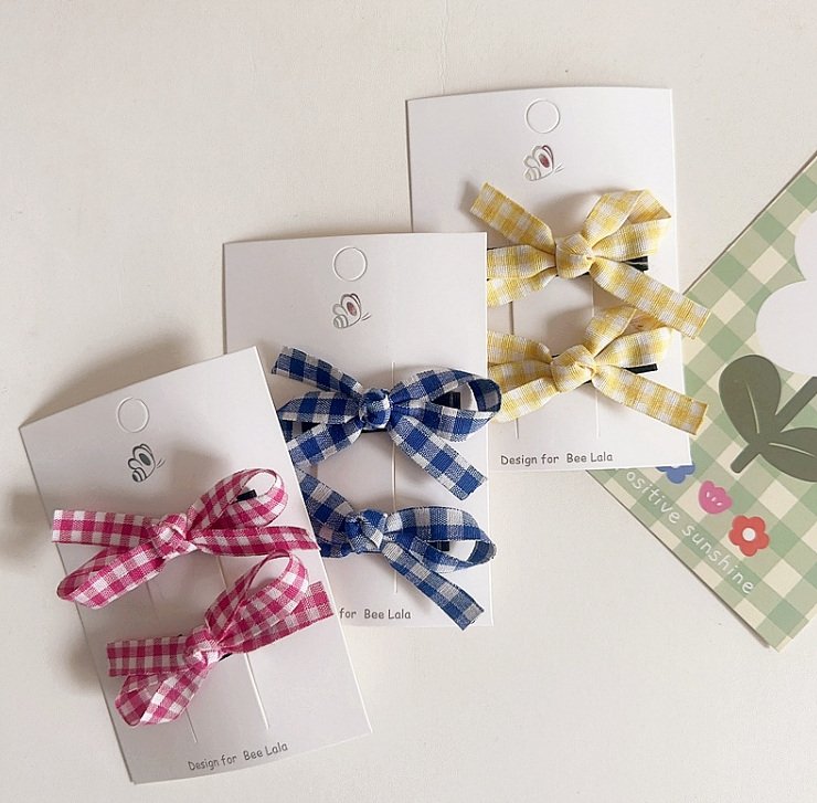 Miso - Korean Children Fashion - #childofig - Check Ribbon Hair Claw Clip - 6