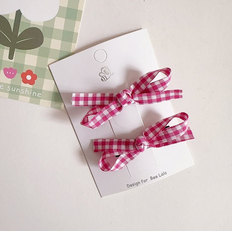 Miso - Korean Children Fashion - #childrensboutique - Check Ribbon Hair Claw Clip - 8