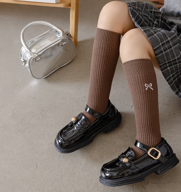 Miso - Korean Children Fashion - #childrensboutique - Ribbed Ribbon Tights - 12
