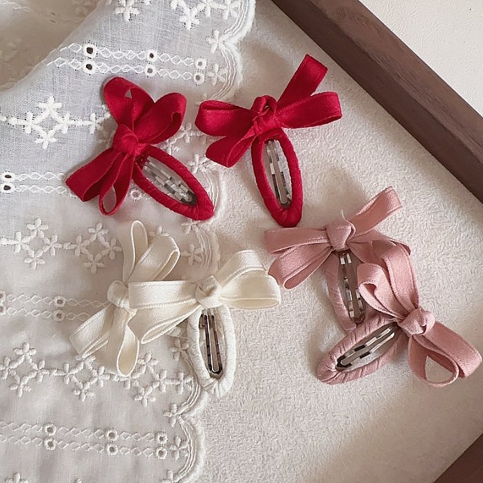 Miso - Korean Children Fashion - #designkidswear - Brown Tone Ribbon Snap Hair Clip - 6