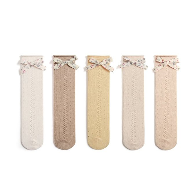 Miso - Korean Children Fashion - #kidsshorts - Flower Ribbon Knee Socks
