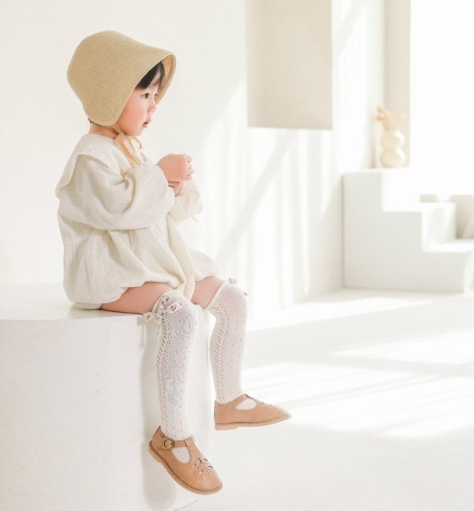 Miso - Korean Children Fashion - #kidsstore - Flower Ribbon Knee Socks - 2