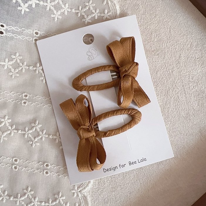 Miso - Korean Children Fashion - #kidzfashiontrend - Brown Tone Ribbon Snap Hair Clip - 11