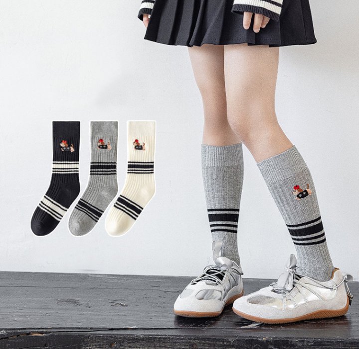 Miso - Korean Children Fashion - #kidzfashiontrend - Puppy Stripe Tights