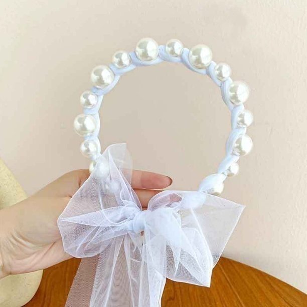 Miso - Korean Children Fashion - #littlefashionista - Pearl Lace Hairband - 3
