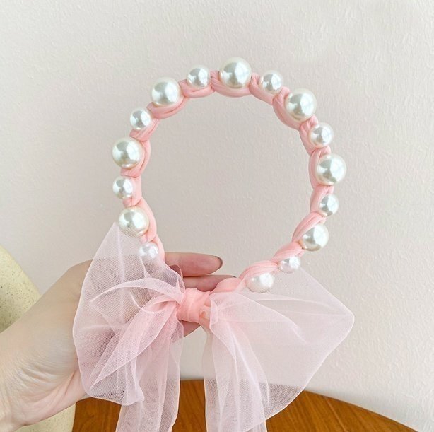 Miso - Korean Children Fashion - #littlefashionista - Pearl Lace Hairband - 4