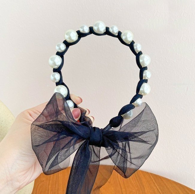 Miso - Korean Children Fashion - #minifashionista - Pearl Lace Hairband - 5