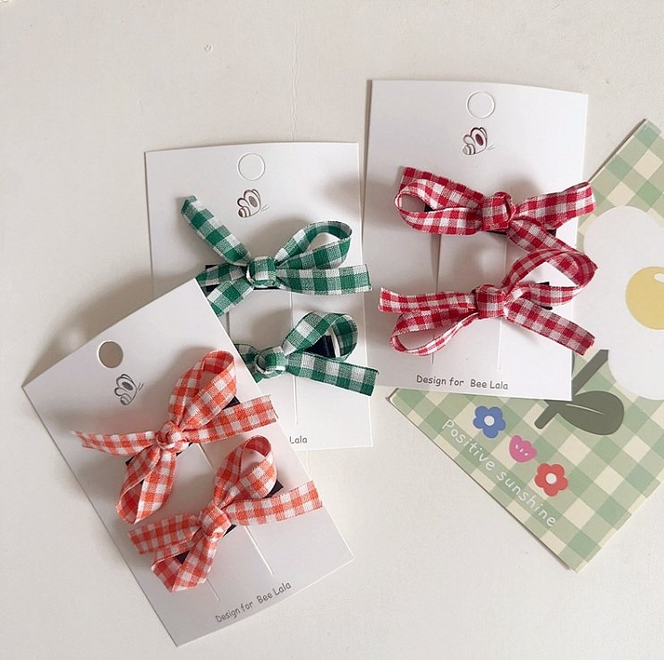 Miso - Korean Children Fashion - #magicofchildhood - Check Ribbon Hair Claw Clip - 4