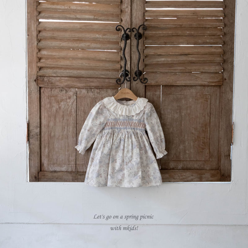 Mkids - Korean Baby Fashion - #onlinebabyboutique - Mocha Smocking One-piece