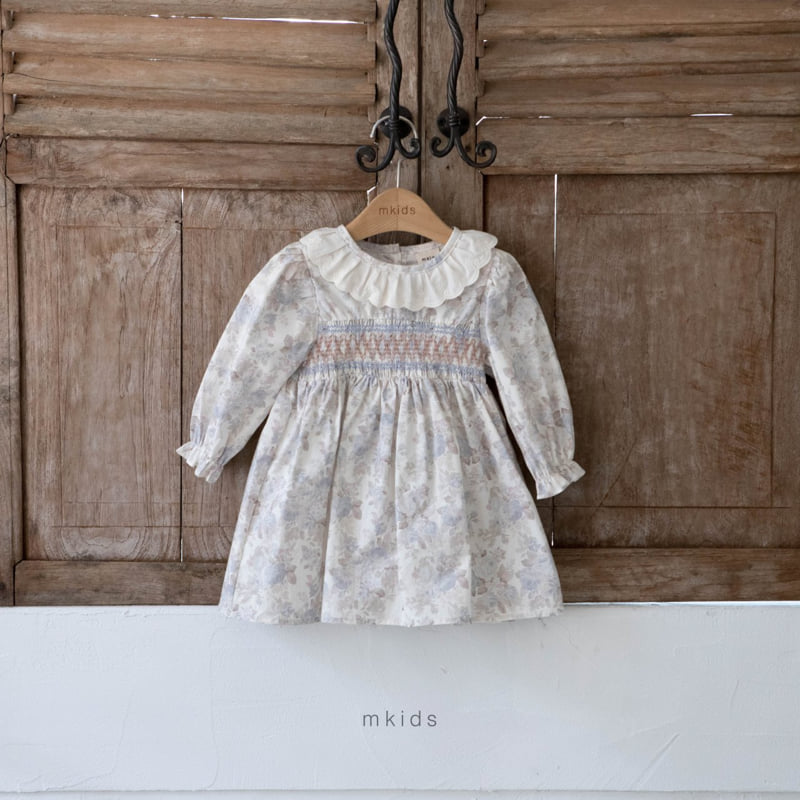 Mkids - Korean Baby Fashion - #onlinebabyshop - Mocha Smocking One-piece - 2