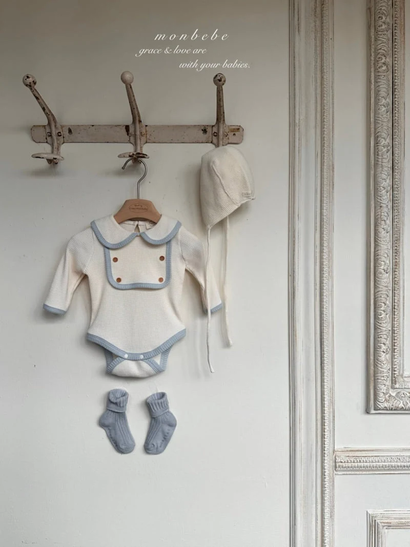 Monbebe - Korean Baby Fashion - #babyclothing - Boy Bib Waffle Suit - 7