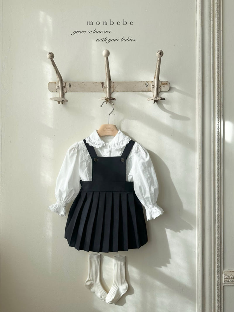 Monbebe - Korean Baby Fashion - #babygirlfashion - Emma Pleated Suspender Skirt - 3
