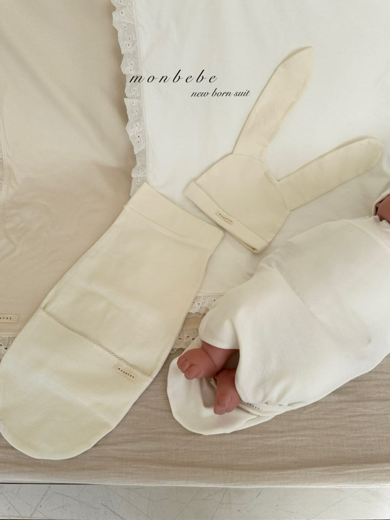 Monbebe - Korean Baby Fashion - #babyootd - Amniotic Suit Bunny Beanie - 3