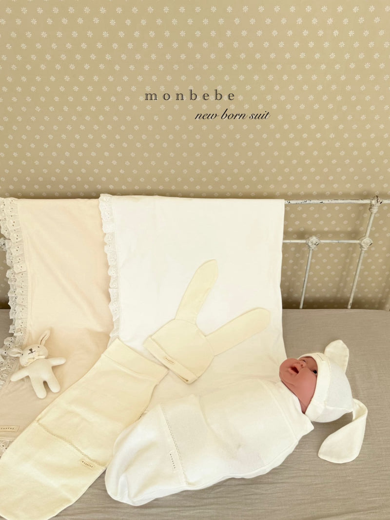 Monbebe - Korean Baby Fashion - #babyootd - Amniotic Suit Bunny Beanie - 4