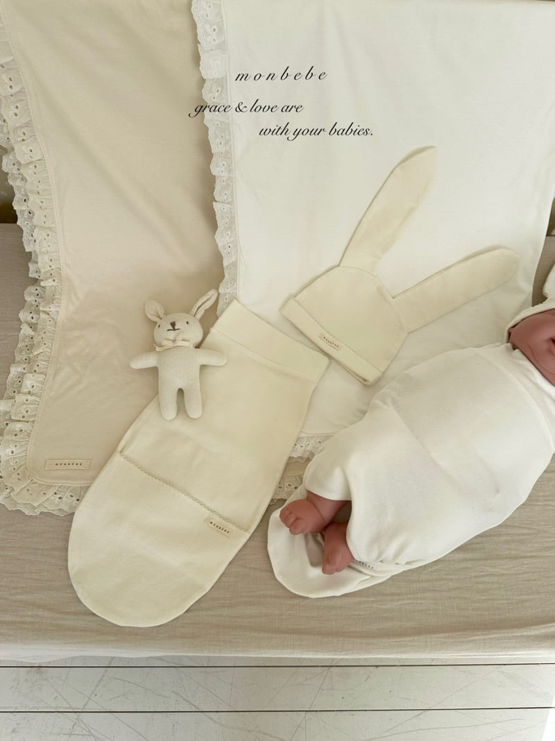 Monbebe - Korean Baby Fashion - #babyoutfit - Amniotic Suit Bunny Beanie - 5