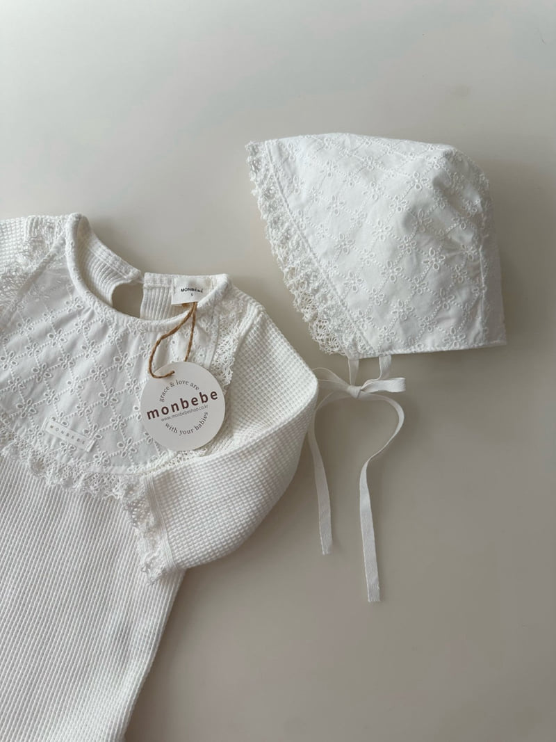 Monbebe - Korean Baby Fashion - #babyoutfit - Bebe Lace Bonnet - 10