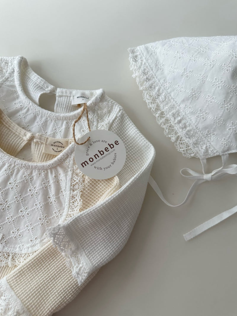 Monbebe - Korean Baby Fashion - #babyoutfit - Bebe Lace Bonnet - 9
