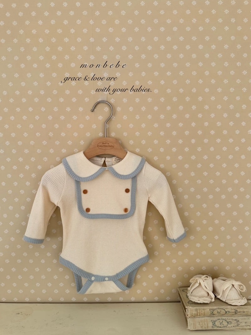 Monbebe - Korean Baby Fashion - #onlinebabyboutique - Boy Bib Waffle Suit - 2