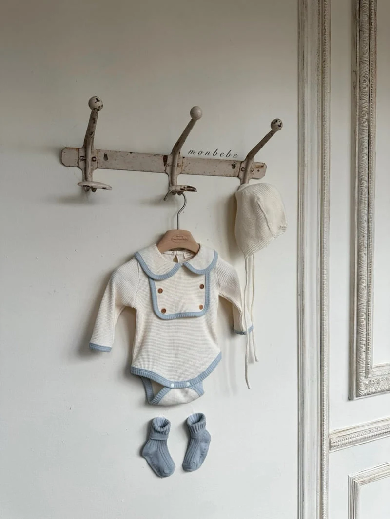 Monbebe - Korean Baby Fashion - #onlinebabyshop - Boy Bib Waffle Suit - 3