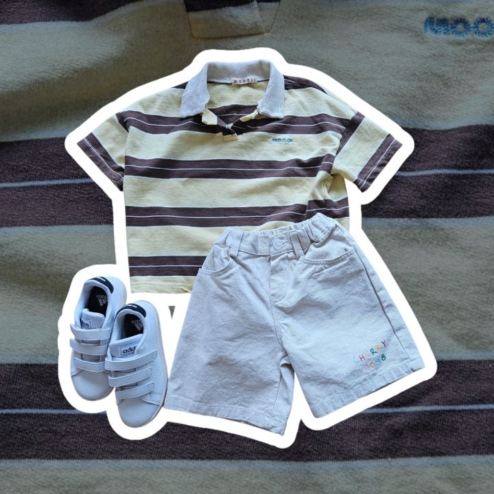 Mooi Store - Korean Children Fashion - #minifashionista - Moi Collar Stripe Short Sleeve Tee