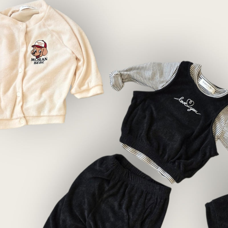 Moran - Korean Children Fashion - #todddlerfashion - Love You Vest Set - 12