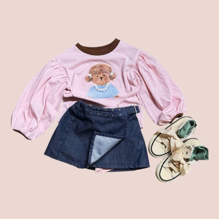 Mumunbaba - Korean Children Fashion - #kidsshorts - Poodle Pearl Tee - 11