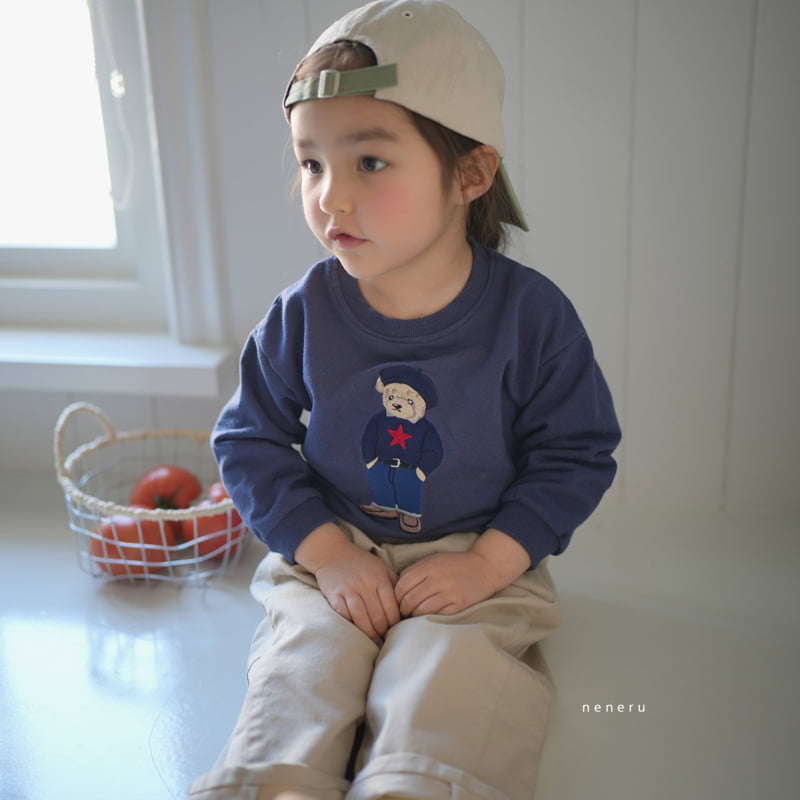 Neneru - Korean Baby Fashion - #babyfashion - Bear Embroidered Tee - 2