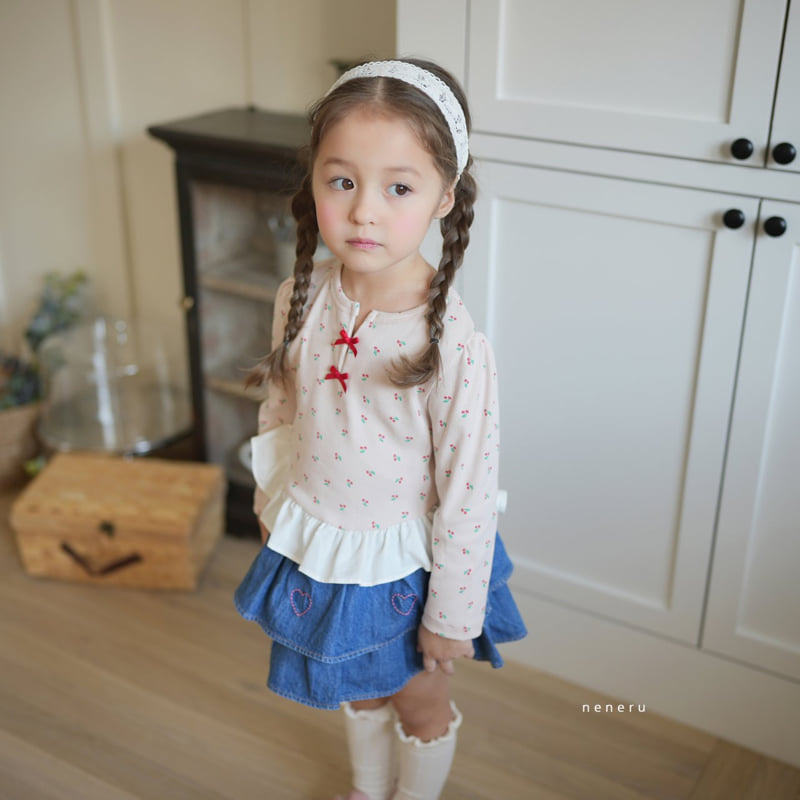 Neneru - Korean Baby Fashion - #babygirlfashion - Cherry Frill Tee - 8