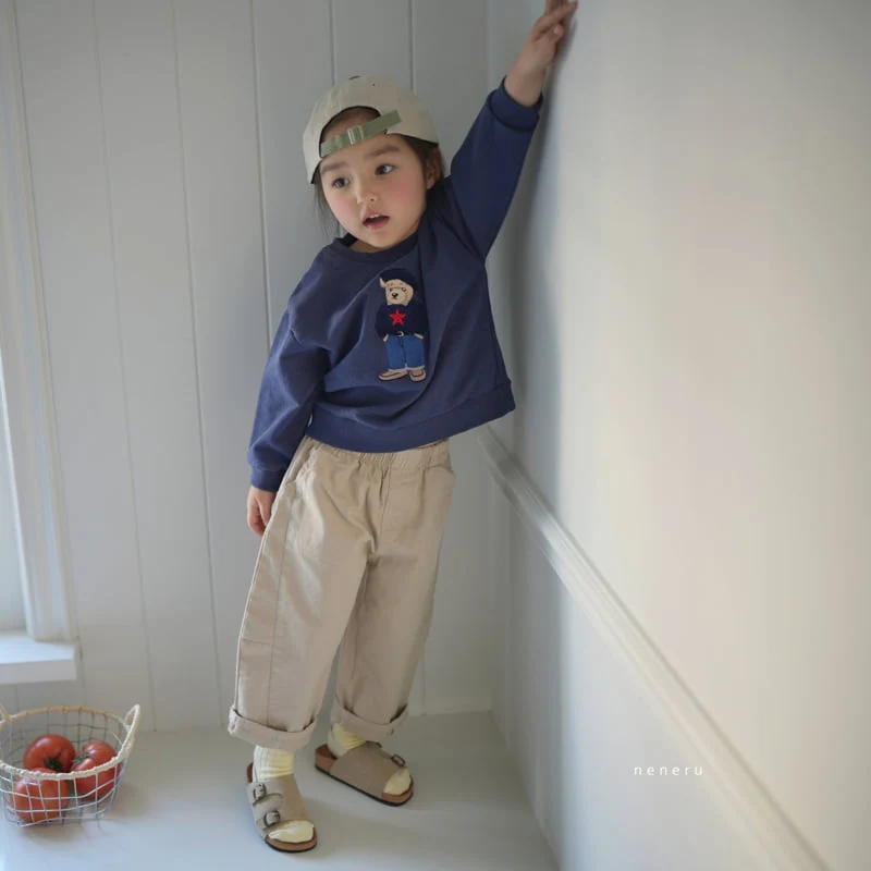 Neneru - Korean Baby Fashion - #babylifestyle - Bear Embroidered Tee - 5