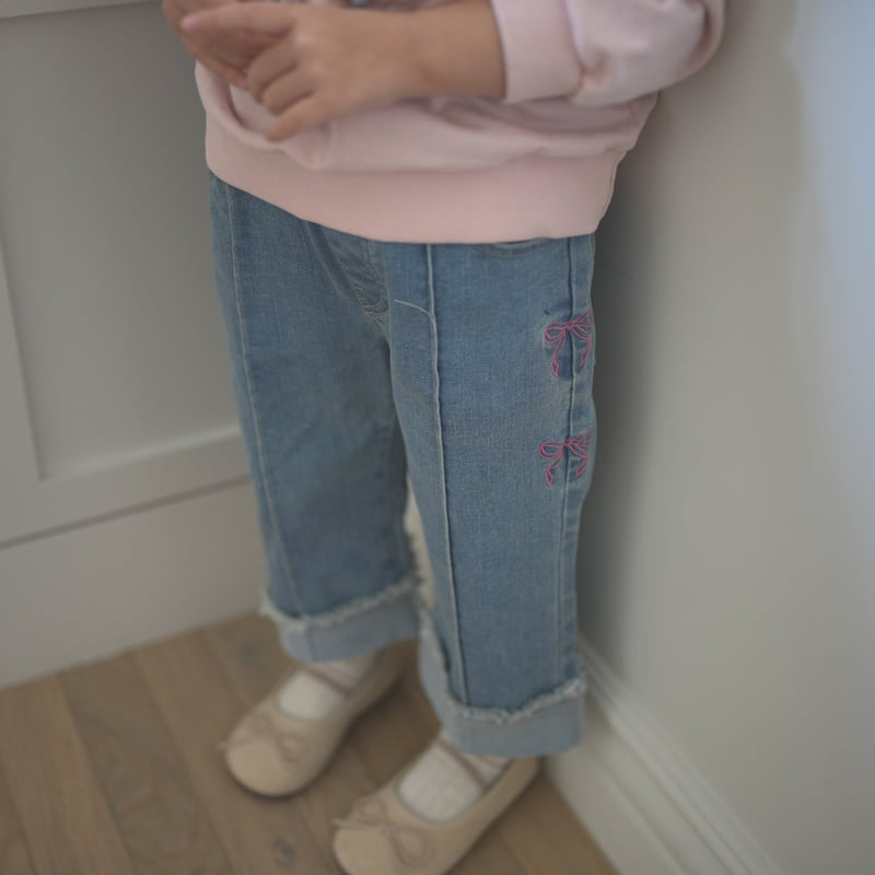 Neneru - Korean Baby Fashion - #babyootd - Coco Ribbon Denim Pants - 3