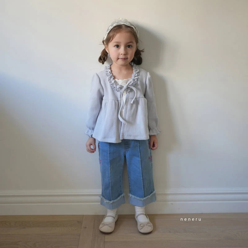 Neneru - Korean Baby Fashion - #babyootd - Coco Ribbon Denim Pants - 4