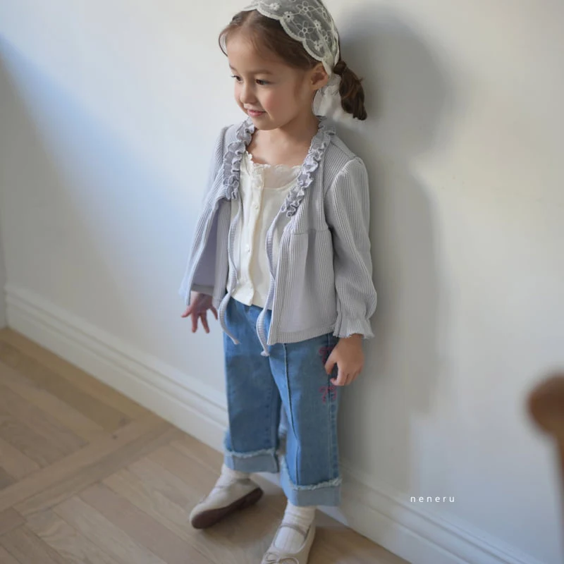 Neneru - Korean Baby Fashion - #babyoutfit - Coco Ribbon Denim Pants - 5