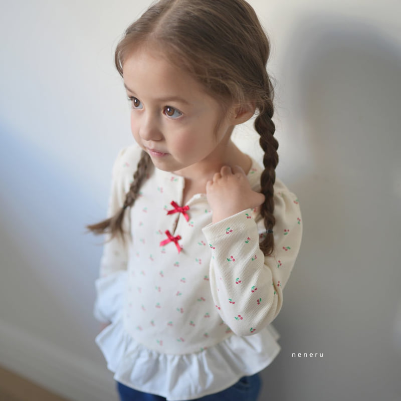 Neneru - Korean Baby Fashion - #onlinebabyshop - Cherry Frill Tee