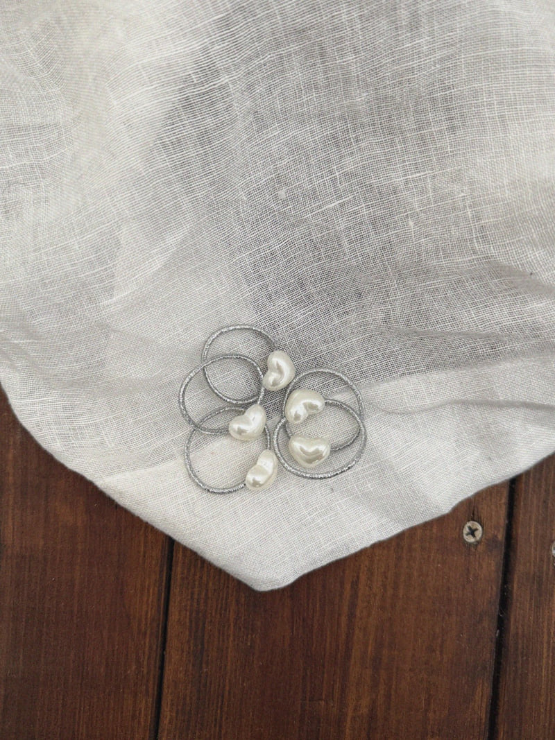 Night Bebe - Korean Children Fashion - #kidsshorts - Silver Heart Hair Tie Set - 2