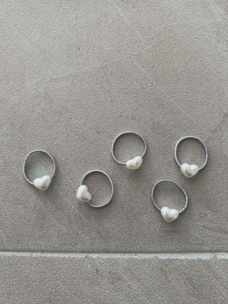 Night Bebe - Korean Children Fashion - #kidsstore - Silver Heart Hair Tie Set - 3