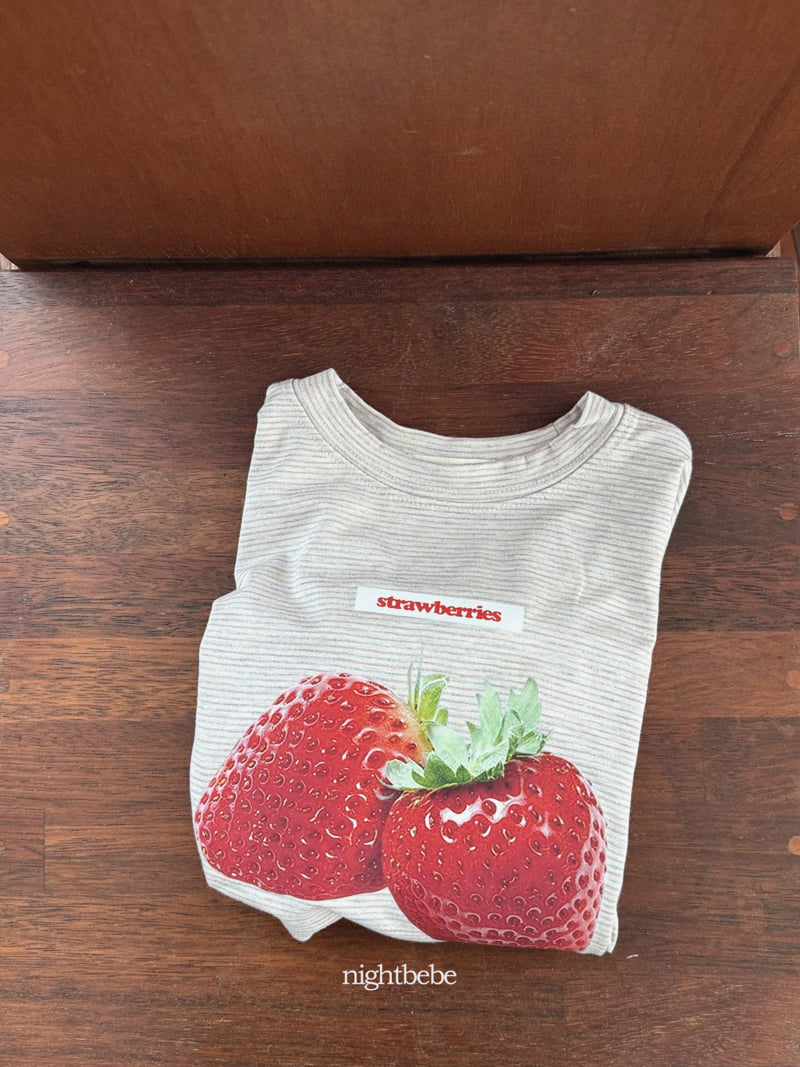 Night Bebe - Korean Children Fashion - #toddlerclothing - Strawberry Tee - 12