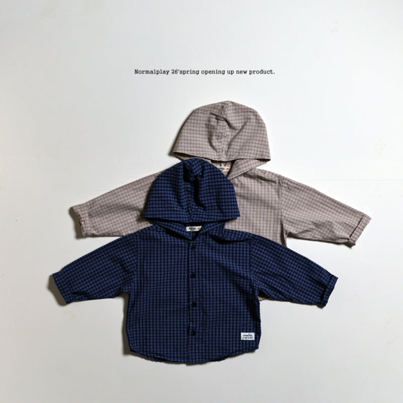 Normalplay - Korean Children Fashion - #childrensboutique - Peter Pan Check Hooded Shirt - 9