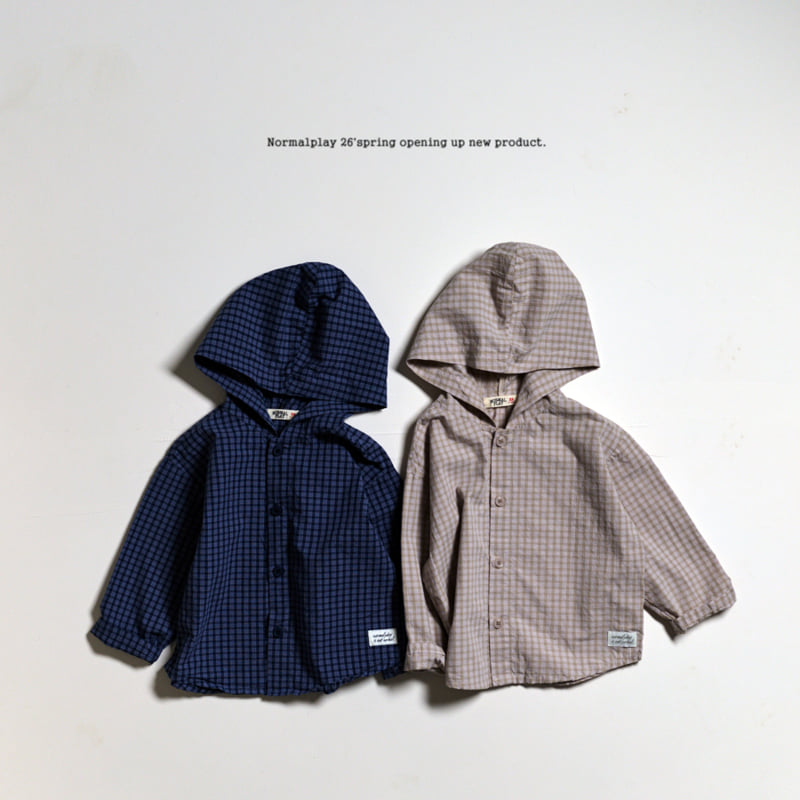 Normalplay - Korean Children Fashion - #discoveringself - Peter Pan Check Hooded Shirt - 11