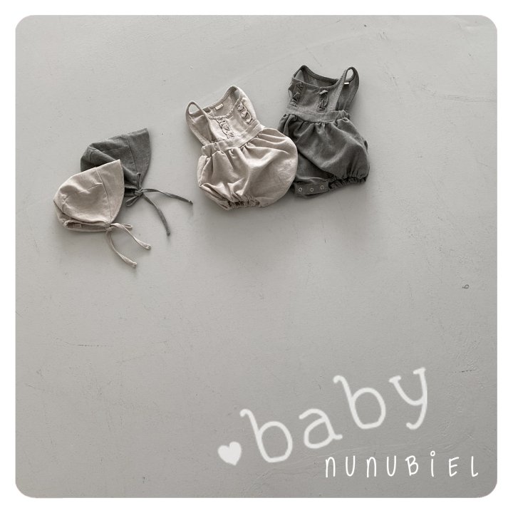 Nunubiel - Korean Baby Fashion - #babyboutique - Twill Romper Bonnet Set