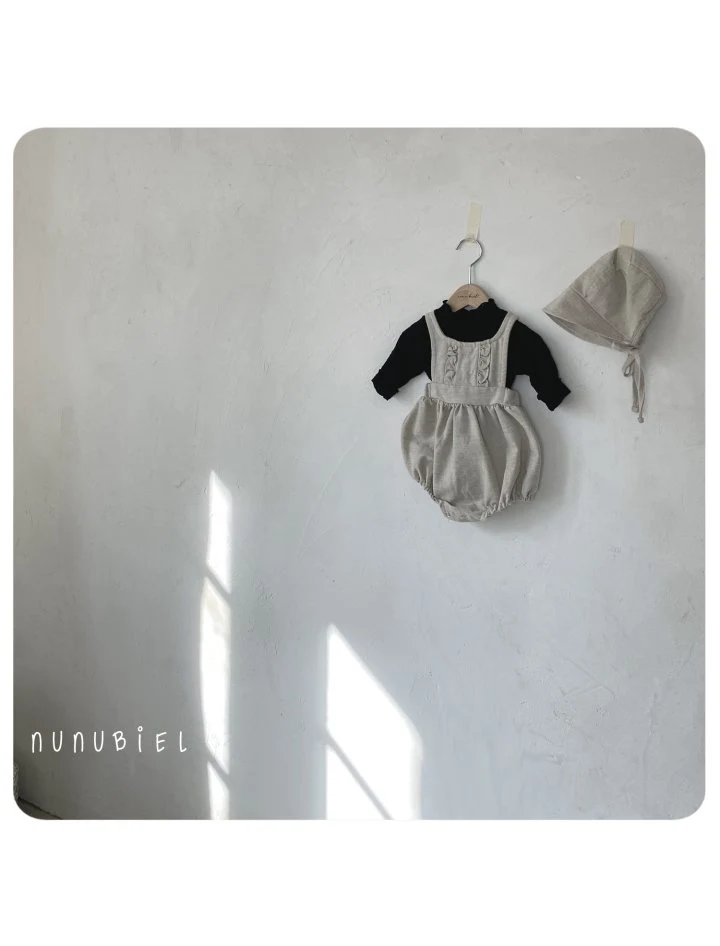 Nunubiel - Korean Baby Fashion - #babyfever - Twill Romper Bonnet Set - 6