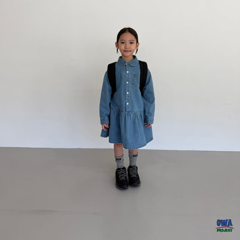 O Wa - Korean Children Fashion - #discoveringself - Shirred Denim One-piece - 5