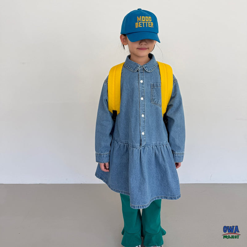 O Wa - Korean Children Fashion - #kidsshorts - Shirred Denim One-piece - 7