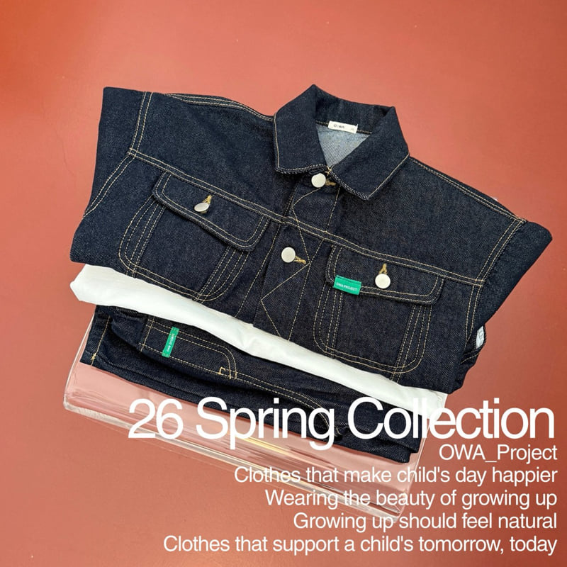 O Wa - Korean Children Fashion - #kidsshorts - Stitch Denim Jacket - 4