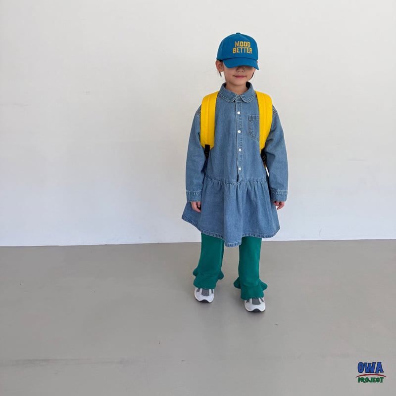 O Wa - Korean Children Fashion - #kidzfashiontrend - Shirred Denim One-piece - 9