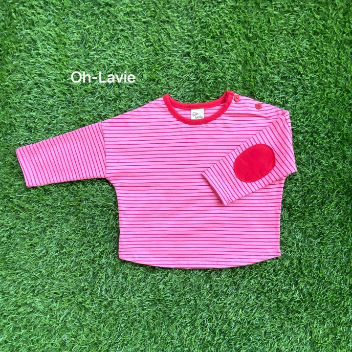 Oh lavie - Korean Children Fashion - #Kfashion4kids - Round Patch Stripe Tee - 3